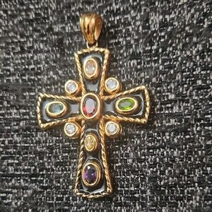 Jeweled Cross Pendant, Sterling